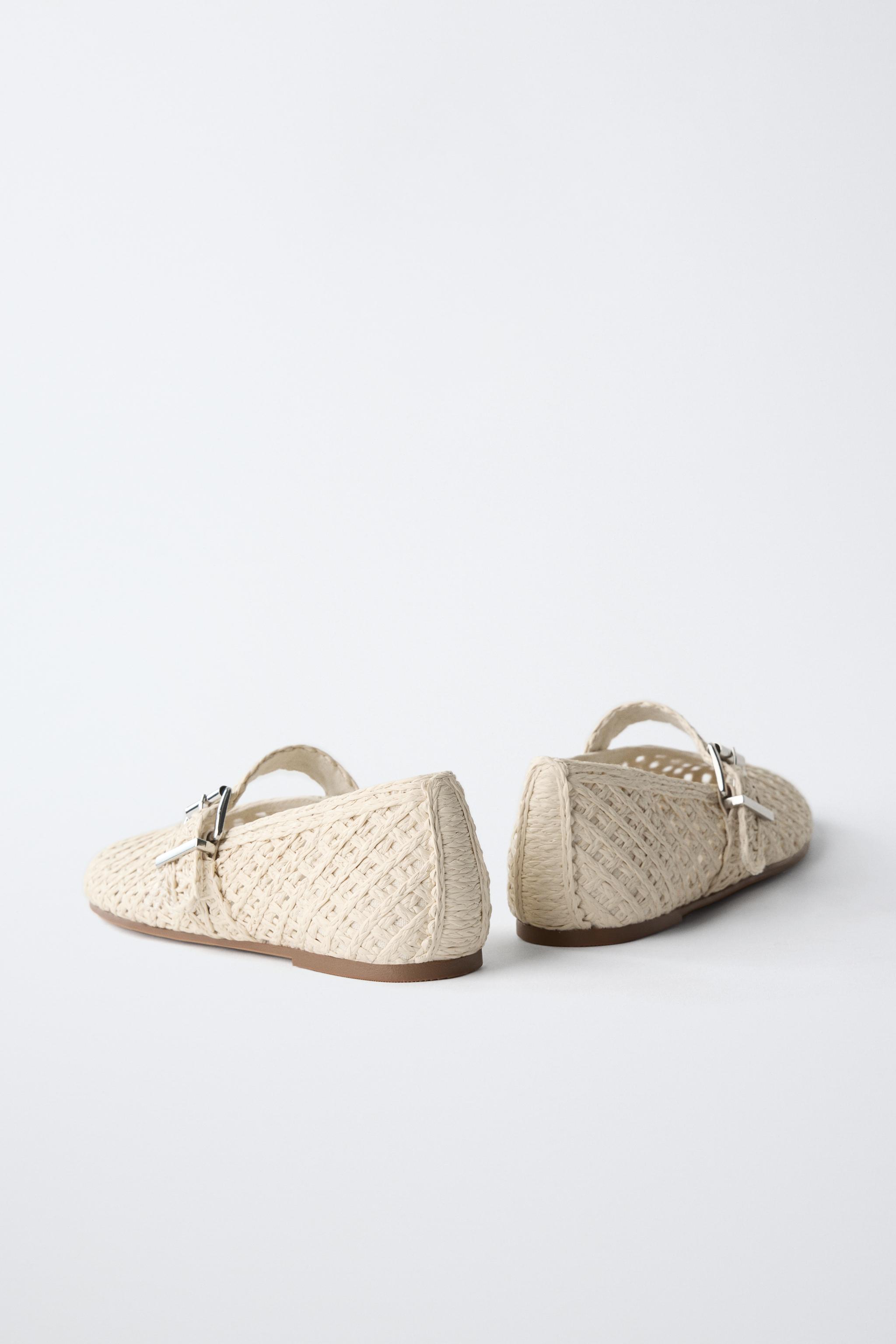 RAFFIA EFFECT BALLET FLATS
